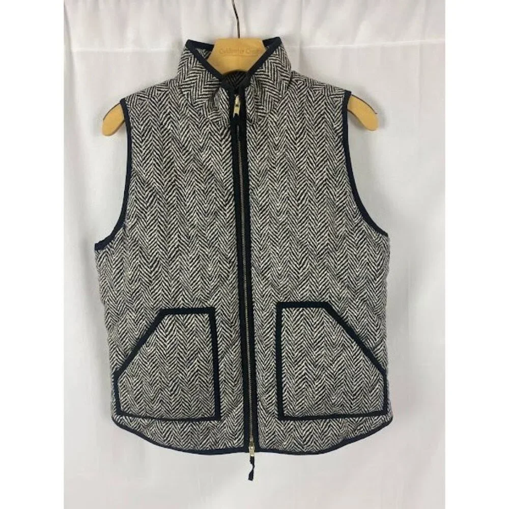 J Crew Excursion Puffer Down Herringbone‎ Vest Women's Small.